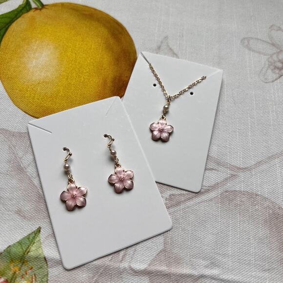 Kawaii Cherry Blossom Jewelry Set, Japanese Set, Cherry Blossom Jewelry Gift Set - Picture 6 of 10